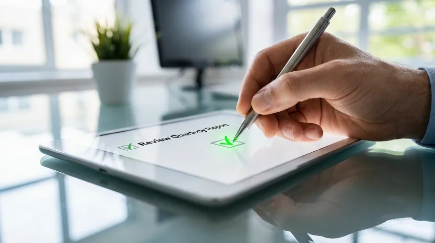 Uporaba tablice za označevanje opravljene naloge na digitalnem seznamu