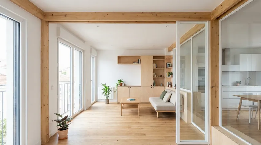 Moderno prenovljena dnevna soba z optimalno izkoriščenim prostorom