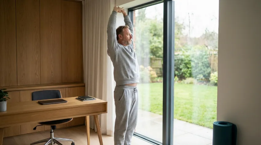 Kratek odmor in raztezanje med delovnim časom za ohranjanje ravnovesja.